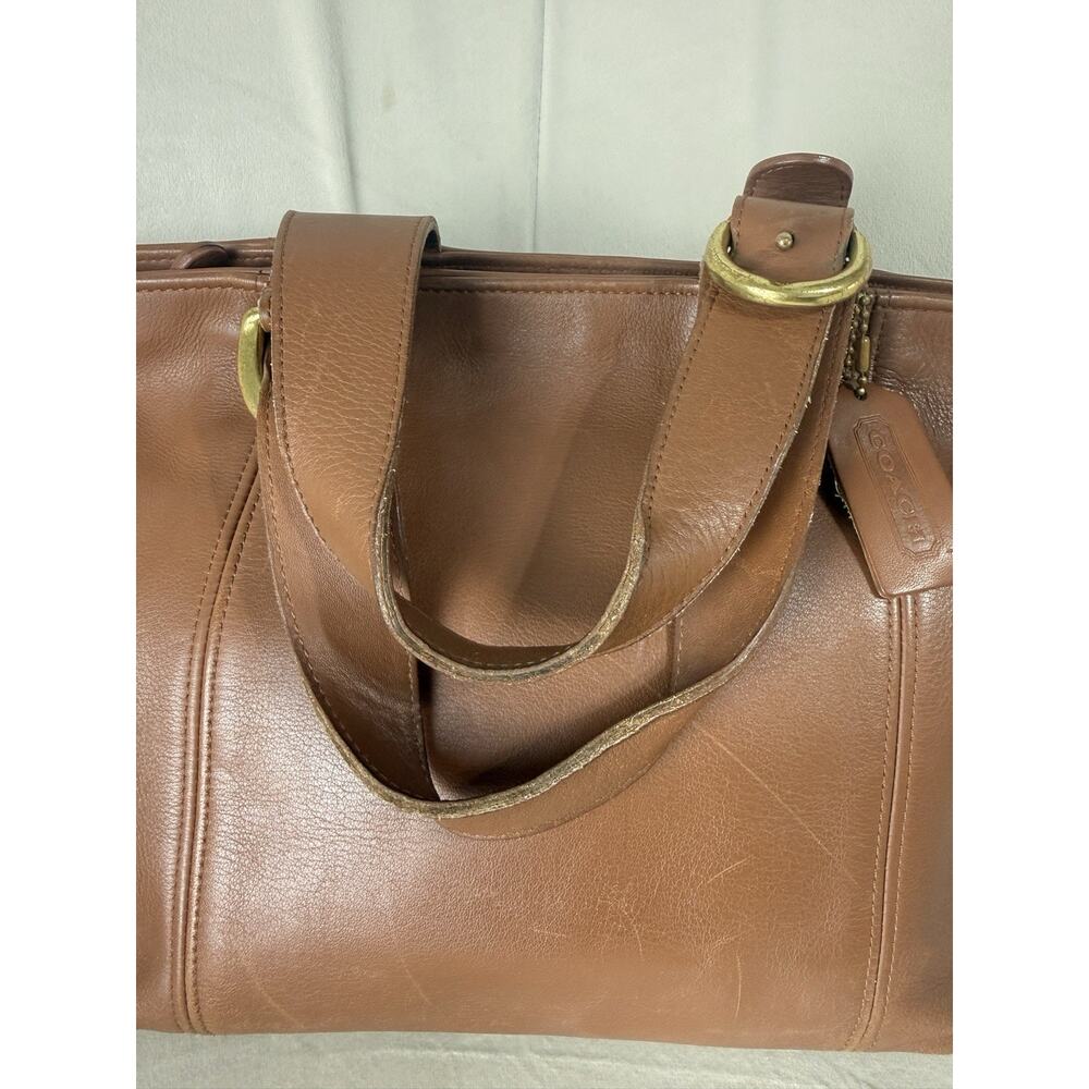 Vintage COACH Brown Leather Waverly Tote Bag Zip Closure 4133 90s USA 12.5x9 - Picture 6 of 16